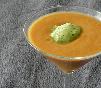 Gaspacho tomates concombre sorbet basilic