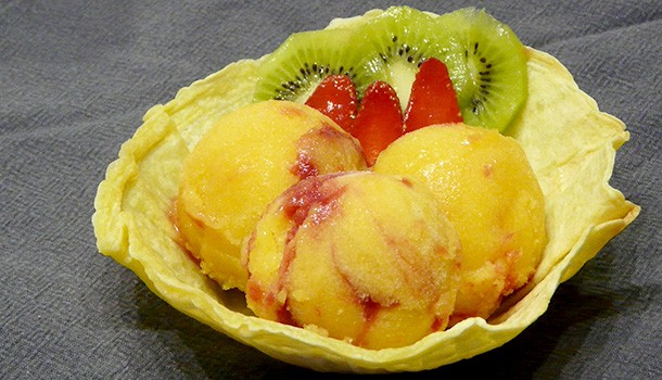 Sorbet mangue framboises et coupe coco