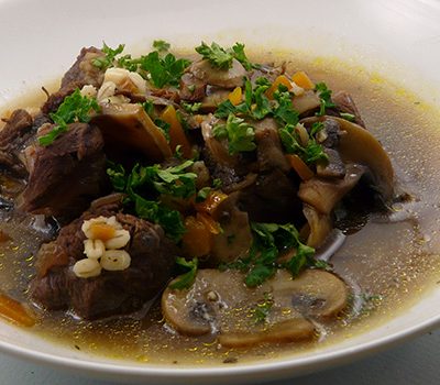 Soupe boeuf orge champignons