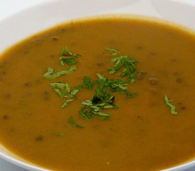 Soupe de potiron et lentilles