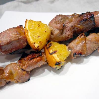 Brochettes de canard orange gingembre