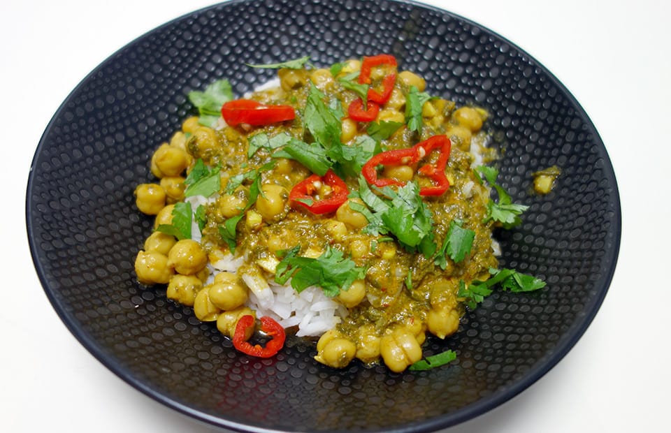Curry pois chiches épinards