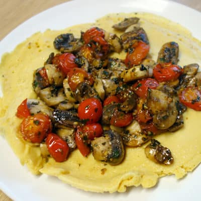 Galette pois chiches poêlées légumes