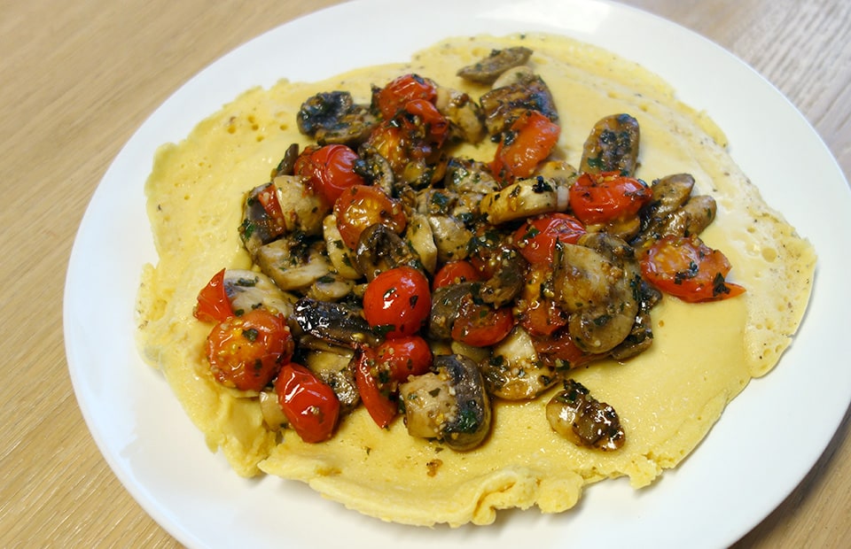 Galette pois chiches poêlée de légumes