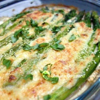 Gratin d'asperges et de champignons