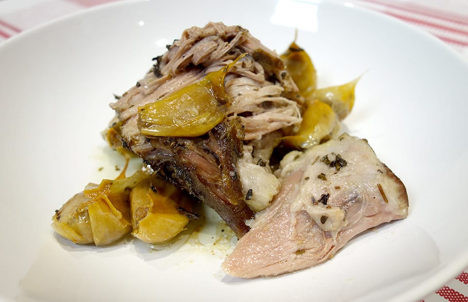 Rôti de porc confit à l’ail