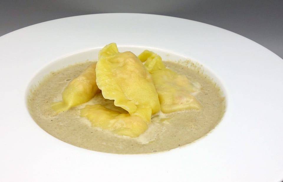 Ravioles jambon crème de champignons