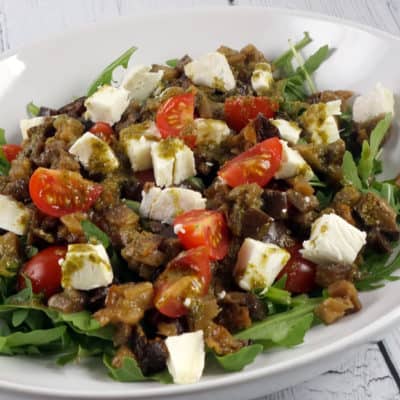 Salade tiède aubergines chèvre