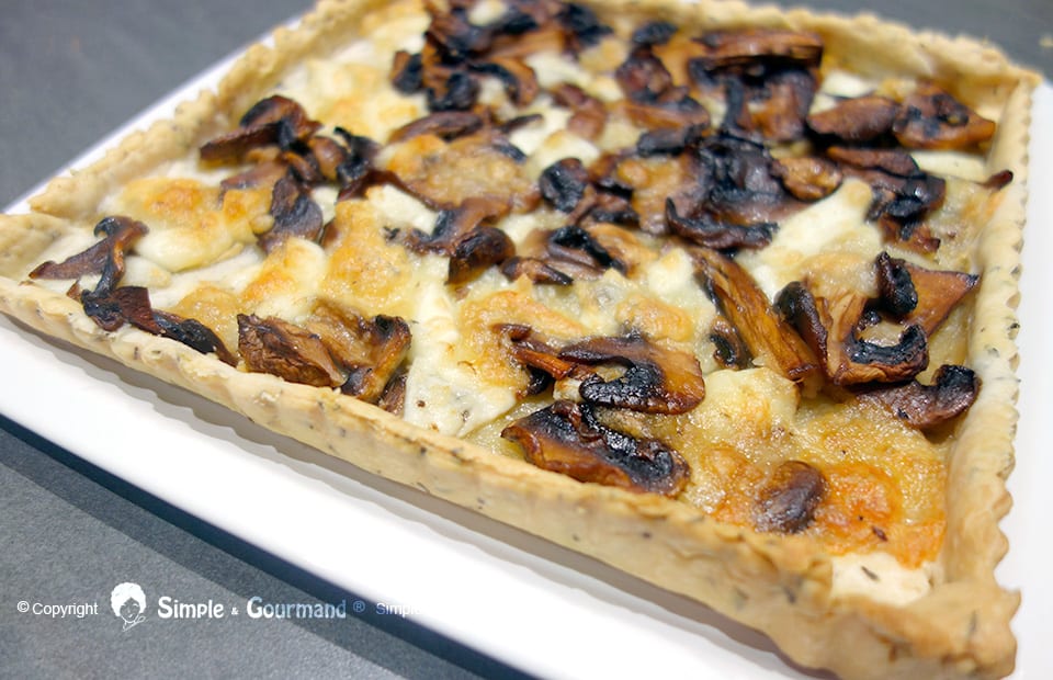 Tarte au chèvre et aux champignons