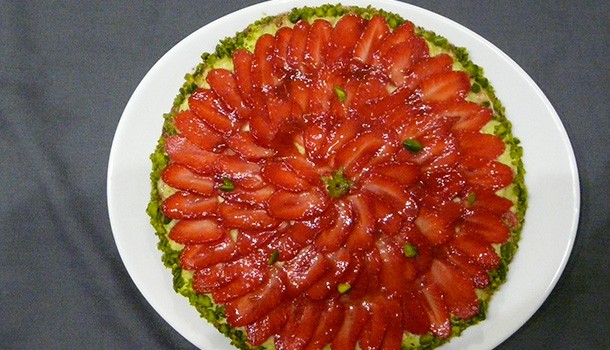 Tarte aux fraises et aux pistaches